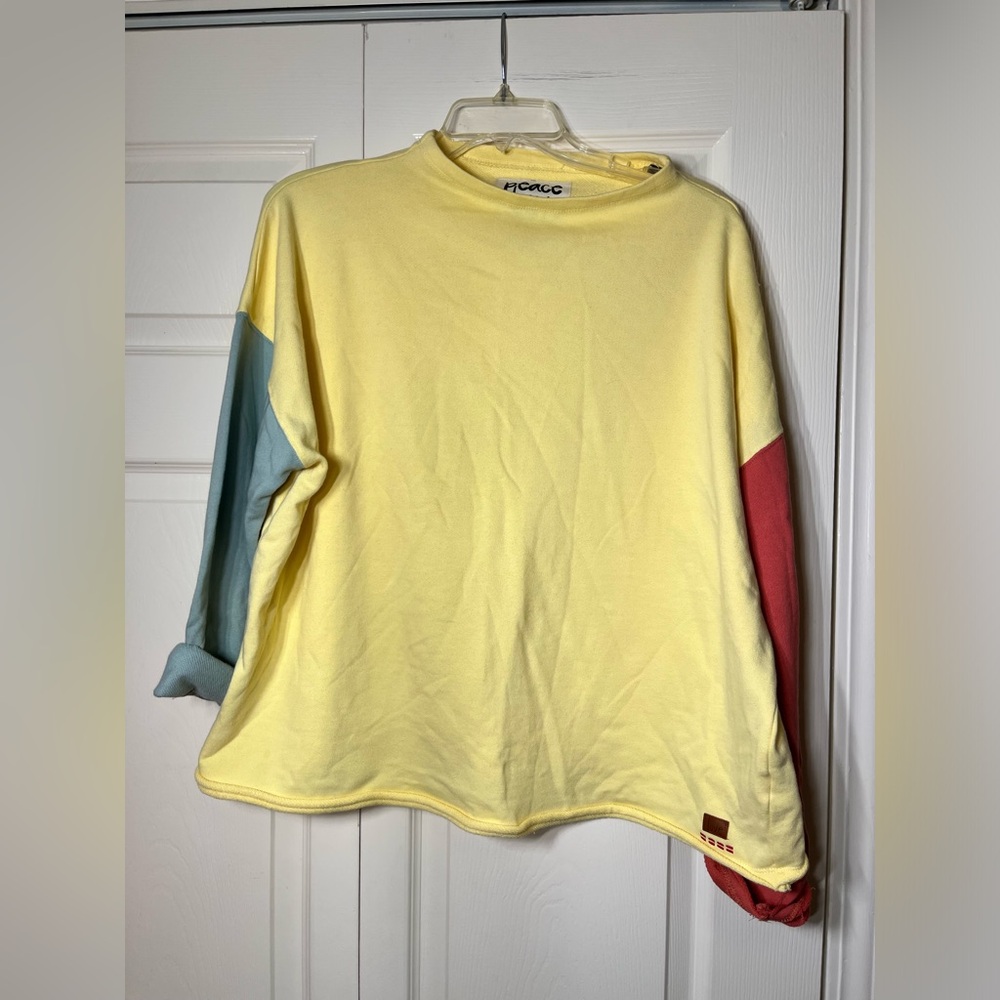 Peace Love World Colorblock Pullover Sweater Top